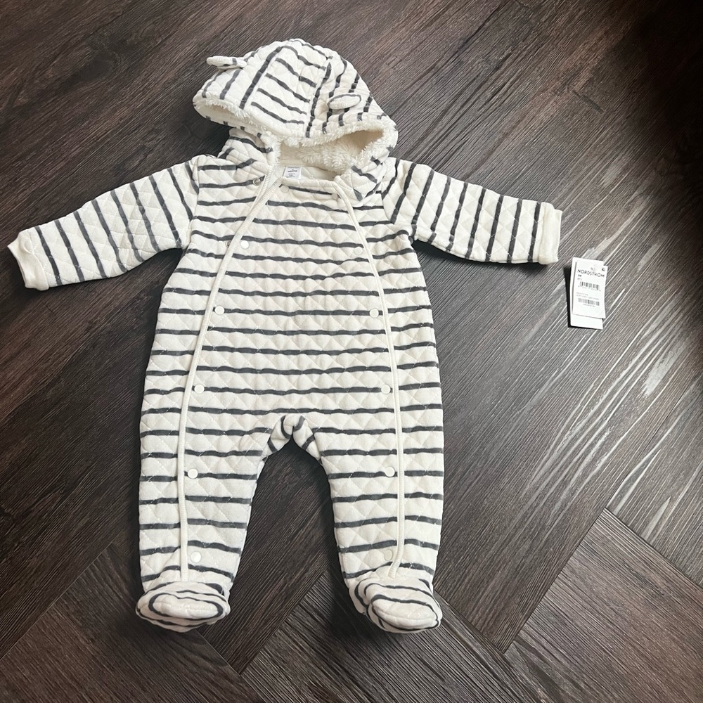 Hooded Bear ears Bunting Fuzzy Lined Suit Nordstrom size 6 months infant